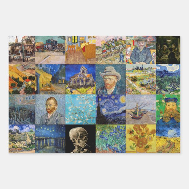 Vincent van Gogh - Masterpieces Mosaic Patchwork Wrapping Paper Sheets (Front)