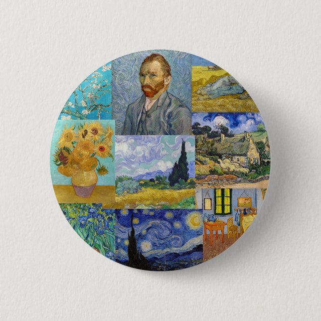 Vincent Van Gogh - Masterpieces Patchwork Button (Front)