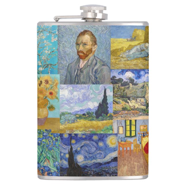 Vincent Van Gogh - Masterpieces Patchwork Flask (Front)