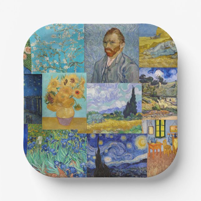 Vincent Van Gogh - Masterpieces Patchwork Paper Plates (Front)