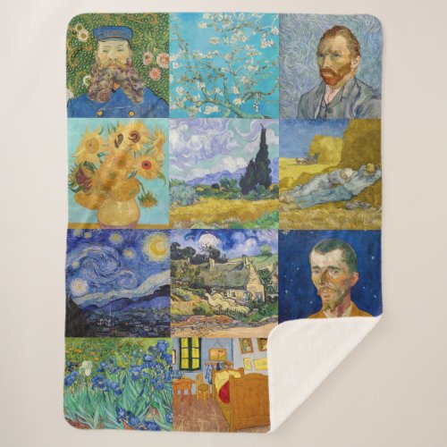 Vincent Van Gogh _ Masterpieces Patchwork Sherpa Blanket