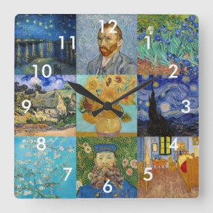 Vincent Van Gogh - Masterpieces Patchwork Square Wall Clock