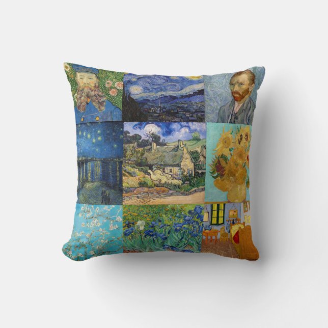 Vincent Van Gogh - Masterpieces Patchwork Throw Pillow (Front)