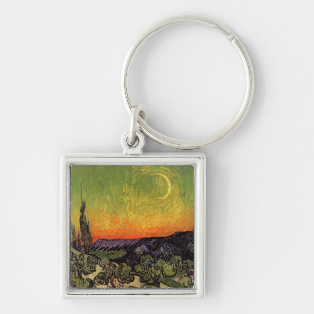 Vincent Van Gogh Moonlit Landscape Keychain (Front)