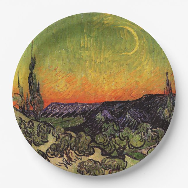 Vincent Van Gogh Moonlit Landscape Paper Plates (Front)