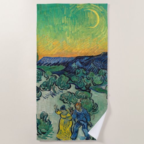 Vincent van Gogh _ Moonlit Landscape with Couple Beach Towel