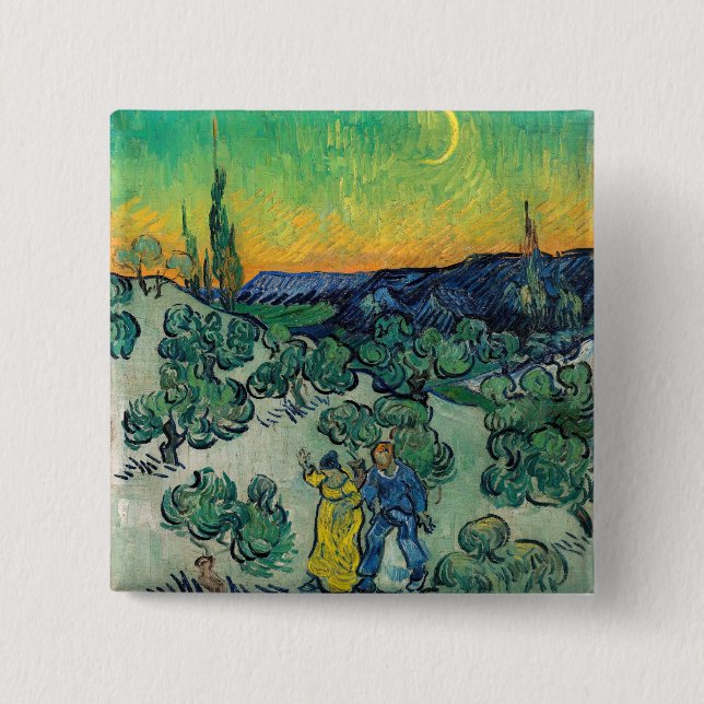 Vincent van Gogh - Moonlit Landscape with Couple Button (Front)