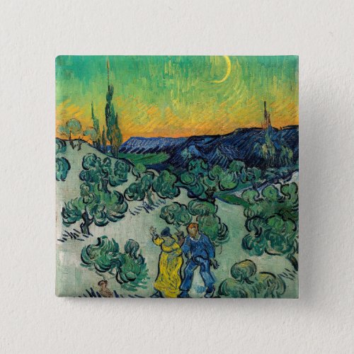 Vincent van Gogh _ Moonlit Landscape with Couple Button