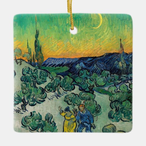 Vincent van Gogh _ Moonlit Landscape with Couple Ceramic Ornament