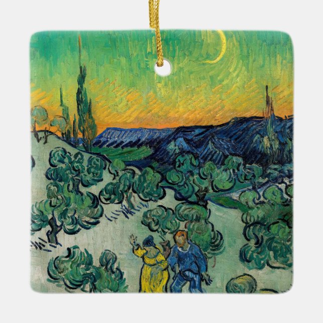 Vincent van Gogh - Moonlit Landscape with Couple Ceramic Ornament (Front)