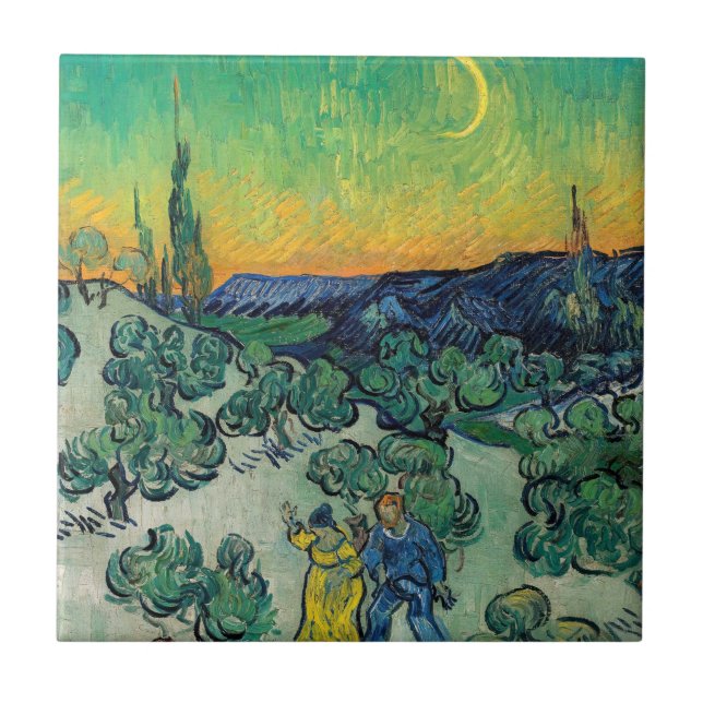 Vincent van Gogh - Moonlit Landscape with Couple Ceramic Tile (Front)