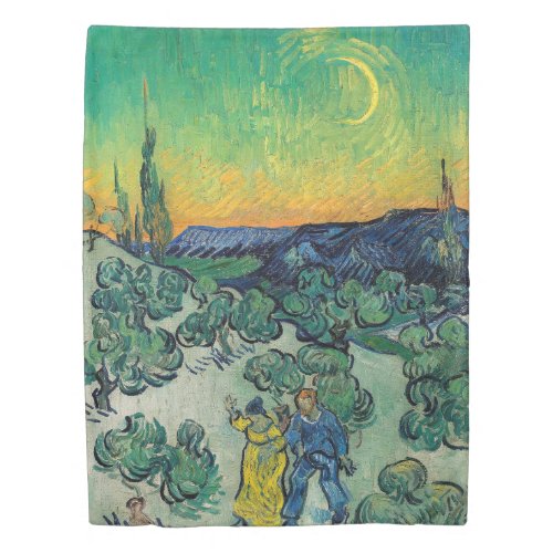 Vincent van Gogh _ Moonlit Landscape with Couple Duvet Cover