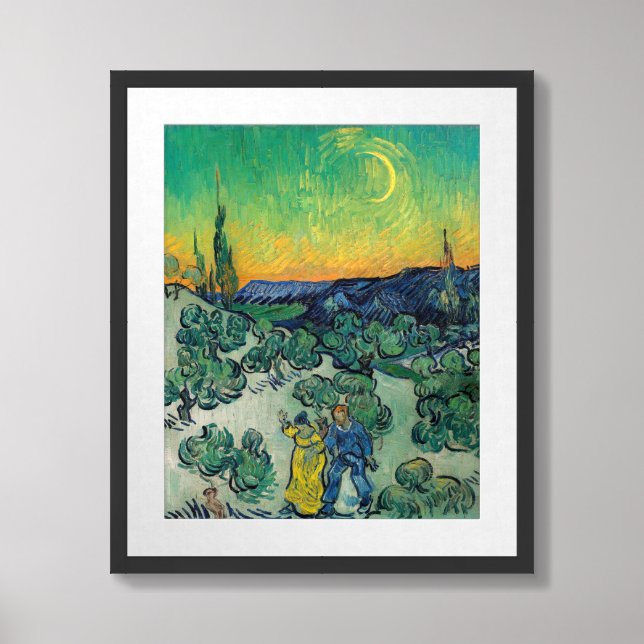 Vincent van Gogh - Moonlit Landscape with Couple Framed Art (Framed Front)
