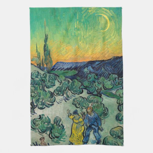 Vincent van Gogh _ Moonlit Landscape with Couple Kitchen Towel