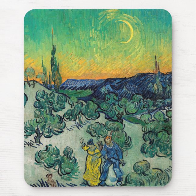 Vincent van Gogh - Moonlit Landscape with Couple Mouse Pad (Front)