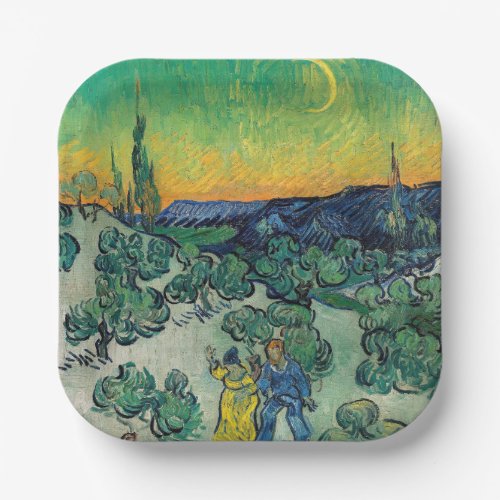 Vincent van Gogh _ Moonlit Landscape with Couple Paper Plates