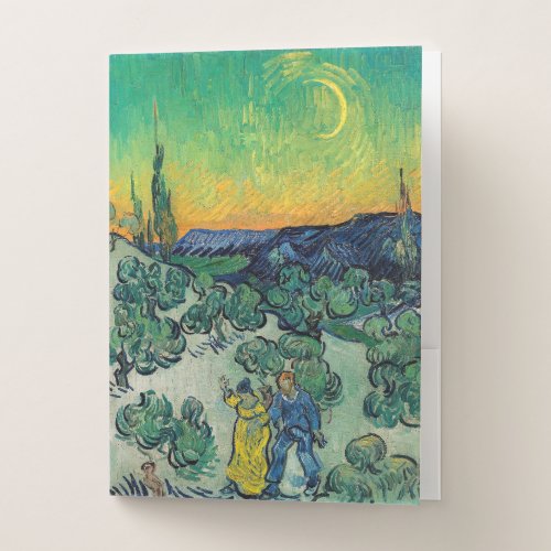 Vincent van Gogh _ Moonlit Landscape with Couple Pocket Folder