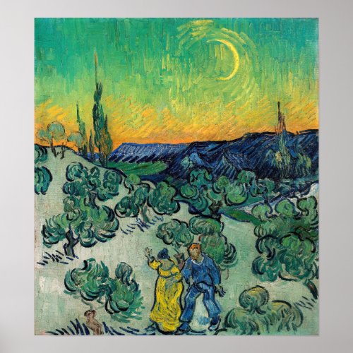 Vincent van Gogh _ Moonlit Landscape with Couple Poster