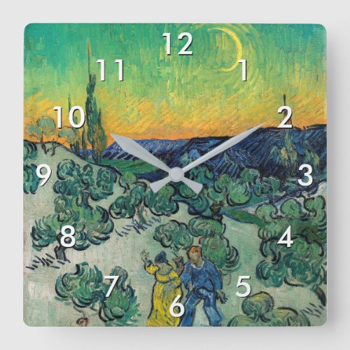Vincent van Gogh _ Moonlit Landscape with Couple Square Wall Clock