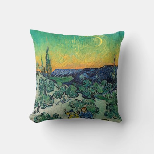 Vincent van Gogh _ Moonlit Landscape with Couple Throw Pillow