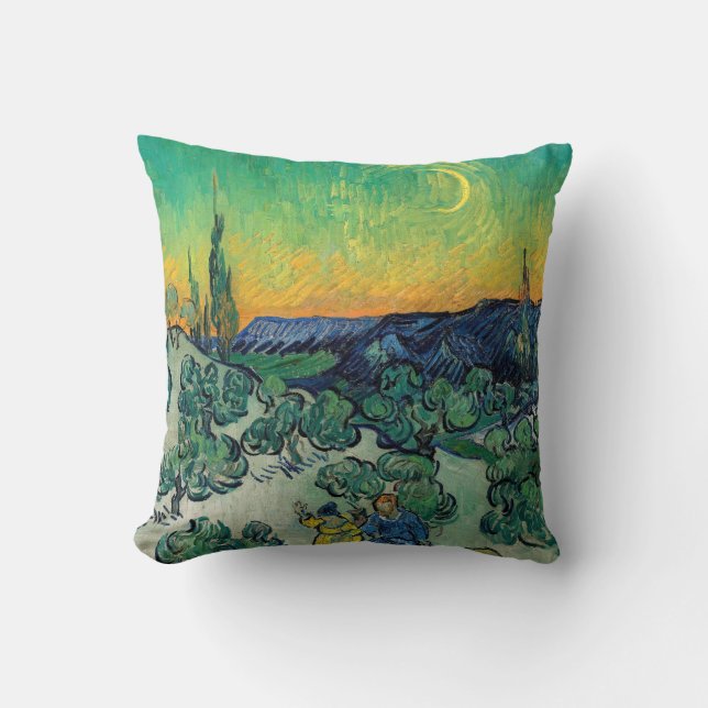 Vincent van Gogh - Moonlit Landscape with Couple Throw Pillow (Front)