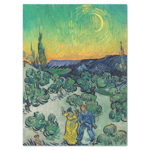 Vincent van Gogh _ Moonlit Landscape with Couple Tissue Paper