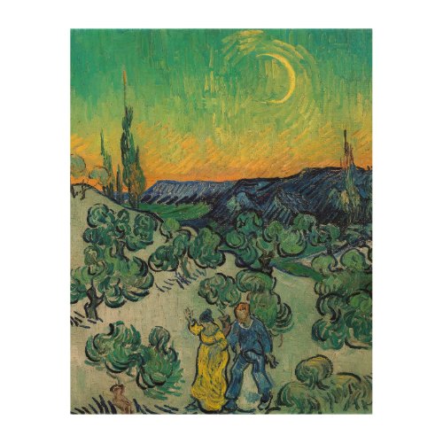 Vincent van Gogh _ Moonlit Landscape with Couple Wood Wall Art