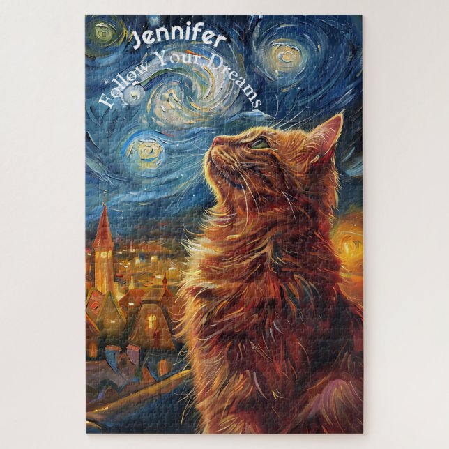 Vincent Van Gogh Motivational Cat Puzzle (Vertical)
