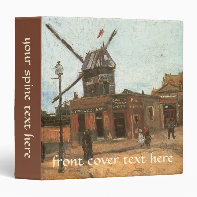 Vincent van Gogh - Moulin de la Galette, Windmill 3 Ring Binder (Front/Spine)