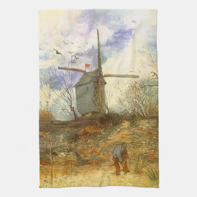 Vincent van Gogh - Moulin de la Galette, Windmill Kitchen Towel (Vertical)