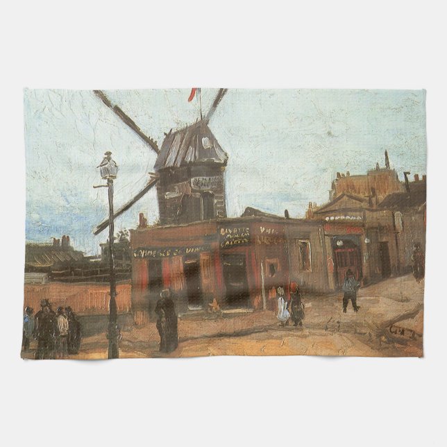 Vincent van Gogh - Moulin de la Galette, Windmill Kitchen Towel (Horizontal)