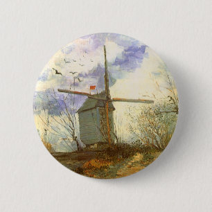 Vincent van Gogh - Moulin de la Galette, Windmill Pinback Button