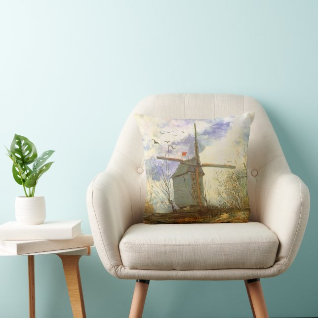 Vincent van Gogh - Moulin de la Galette, Windmill Throw Pillow (Chair)
