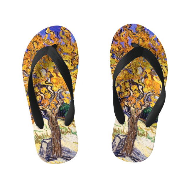 Vincent Van Gogh Mulberry Tree Fine Art Kid's Flip Flops (Footbed)