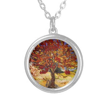 Vincent Van Gogh Mulberry Tree Fine Art Painting Silver Plated Necklace by artfoxx at Zazzle