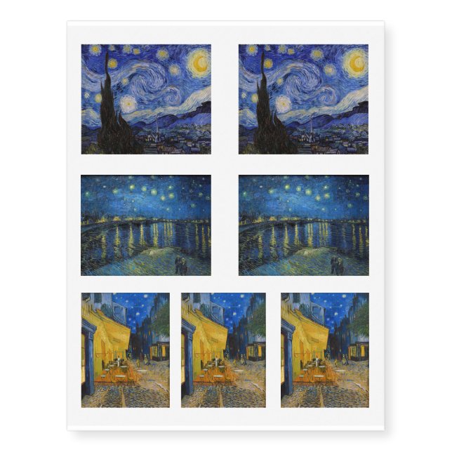 Vincent Van Gogh - Night Masterpieces Selection Temporary Tattoos (Front)