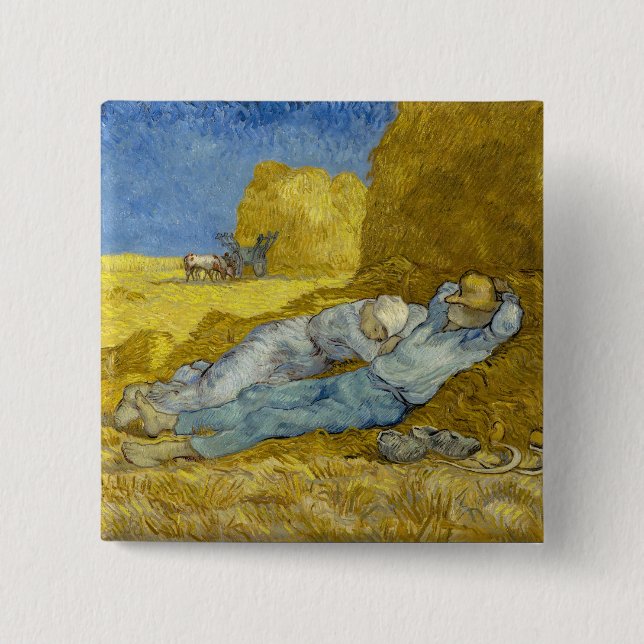 Vincent Van Gogh - Noon, Rest from work / Siesta Button (Front)