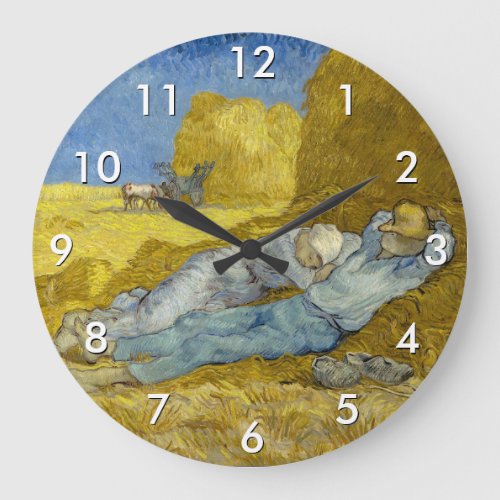 Vincent Van Gogh _ Noon Rest from work  Siesta Large Clock