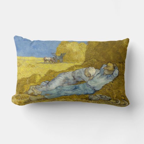 Vincent Van Gogh _ Noon Rest from work  Siesta Lumbar Pillow