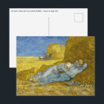 Vincent Van Gogh - Noon, Rest from work / Siesta Postcard<br><div class="desc">The Siesta / Noon,  rest from work (after Millet) / La Sieste / La Meridienne - Vincent Van Gogh in 1890</div>