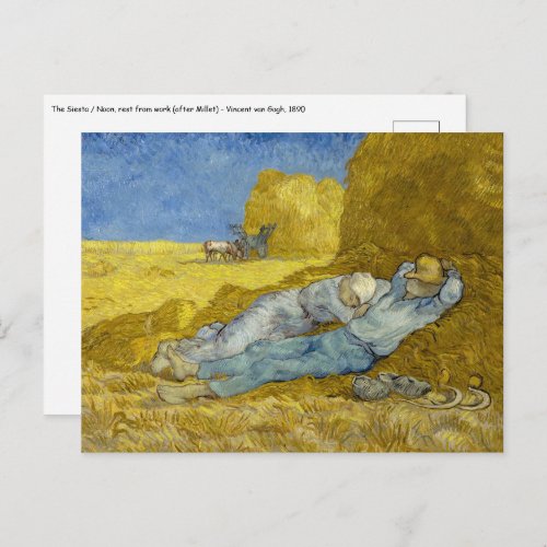 Vincent Van Gogh _ Noon Rest from work  Siesta Postcard
