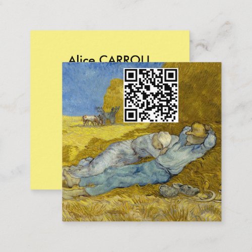 Vincent Van Gogh _ Noon Rest from work  Siesta Square Business Card