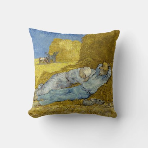 Vincent Van Gogh _ Noon Rest from work  Siesta Throw Pillow
