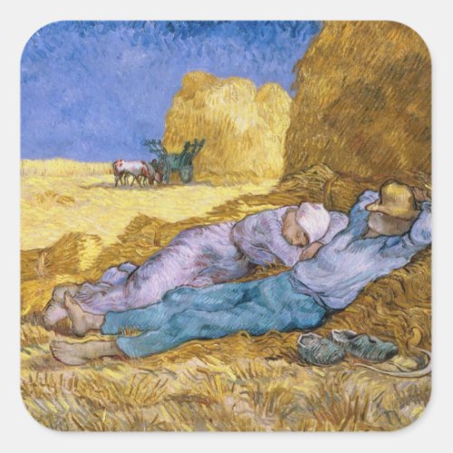 Vincent van Gogh  Noon The Siesta after Millet Square Sticker