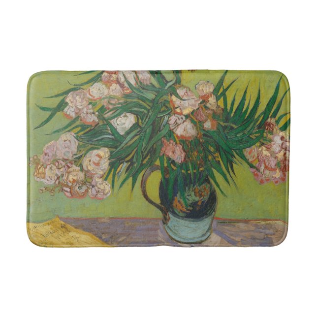 Vincent Van Gogh Oleander flower painting Bath Mat (Front)