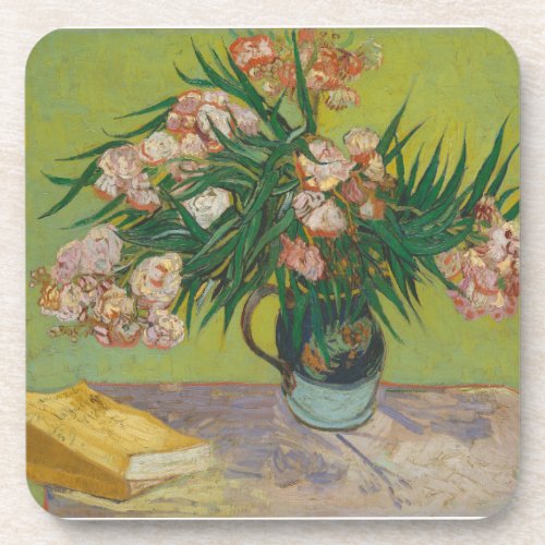 vincent van gogh oleander flower painting beverage coaster