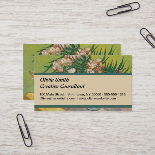 vincent van gogh oleander flower painting business card