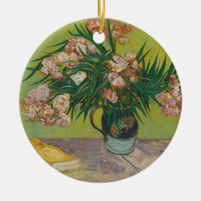 Vincent Van Gogh Oleander flower painting Ceramic Ornament (Front)