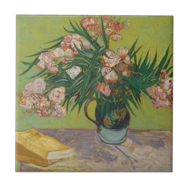 Vincent Van Gogh Oleander flower painting Ceramic Tile (Front)