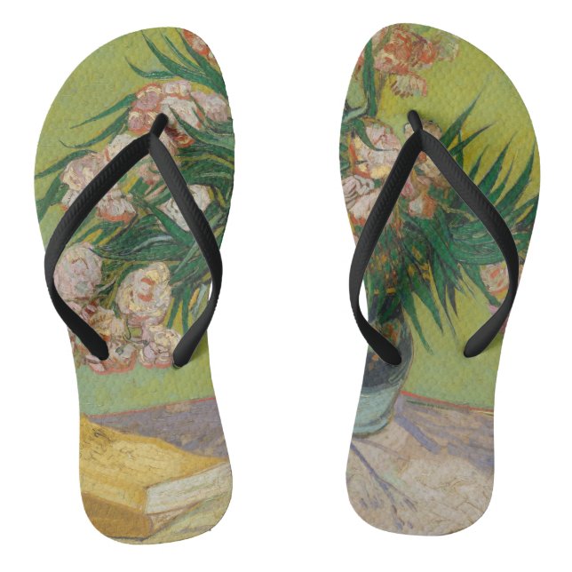 Vincent Van Gogh Oleander flower painting Flip Flops (Footbed)